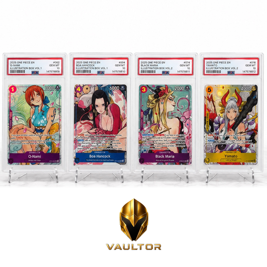 2025 One Piece Illustration Box Vol. 1 & 2 – 4-Card Sequential PSA 10 Set